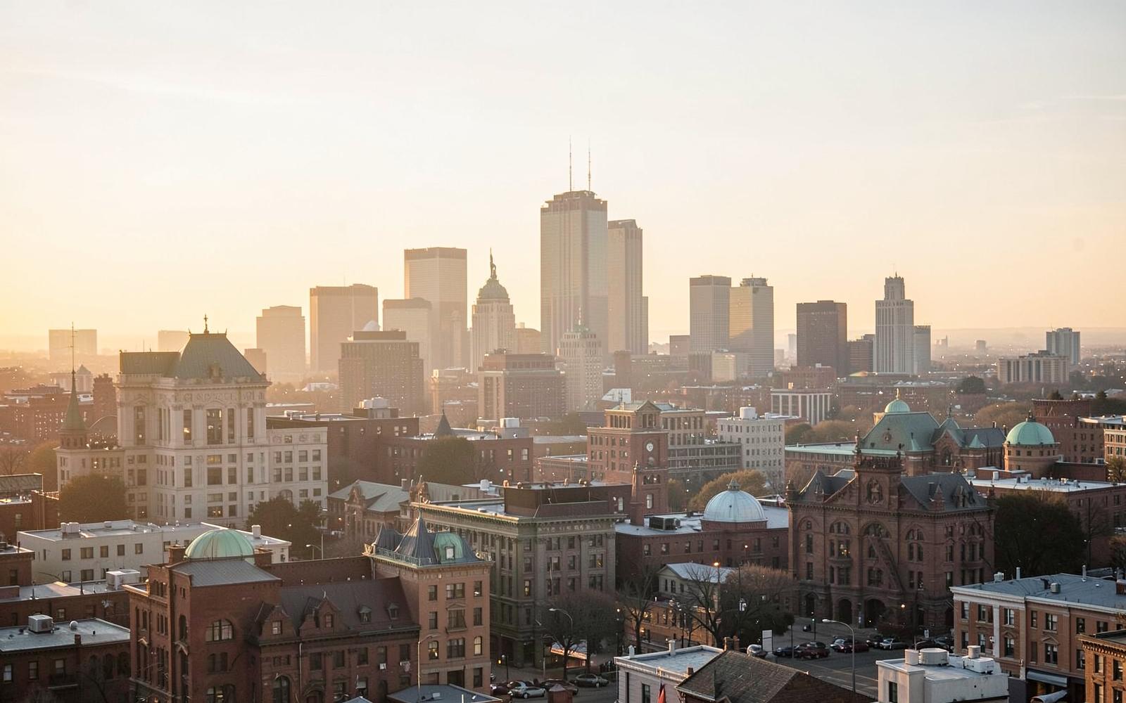 The Detroit skyline at golden hour